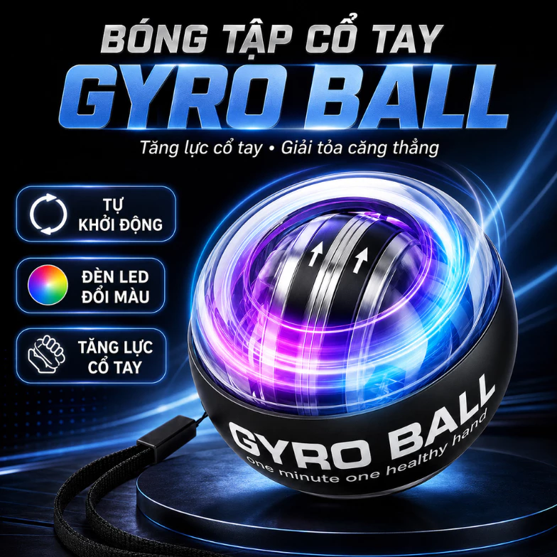 Bóng tập cơ tay shiwei Gyroball cao cấp, sức mạnh cơ học hỗ trợ luyện tập tăng sức cổ tay YD02