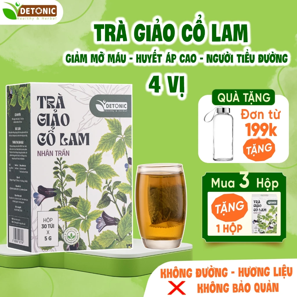 Trà giảo cổ lam DETONIC hỗ trợ ổn định huyết áp, bảo vệ tim mạch, kiểm soát đường huyết, thành phần thiên nhiên