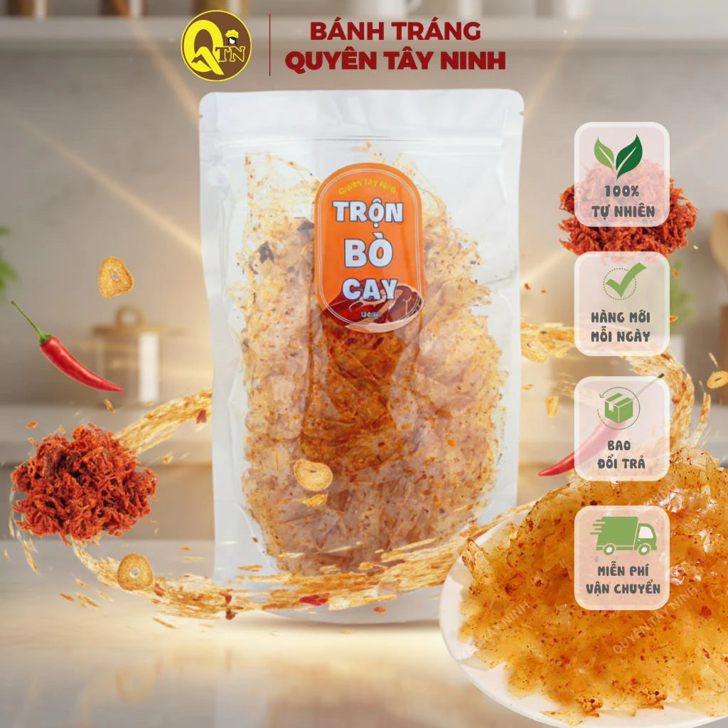 Bánh Tráng Trộn Sợi Bò Cay, Rong Biển, Gà Quay, Xike Cuộn Tôm- Bánh Tráng Quyên Tây Ninh