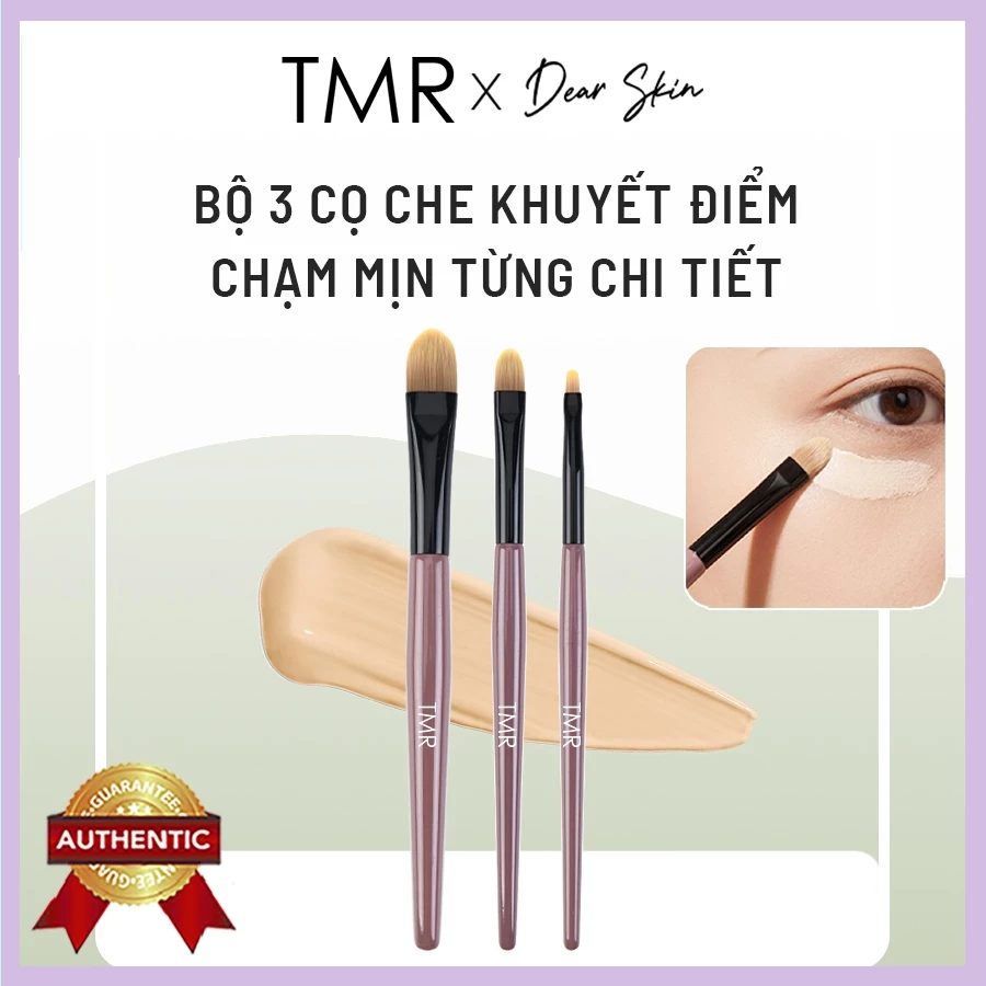 Bộ 3 Cọ Che Khuyết Điểm Dẹt Đầu Tròn Trio TMR –  Cọ Tán Kem Che Khuyết Điểm Concealer Brush Set