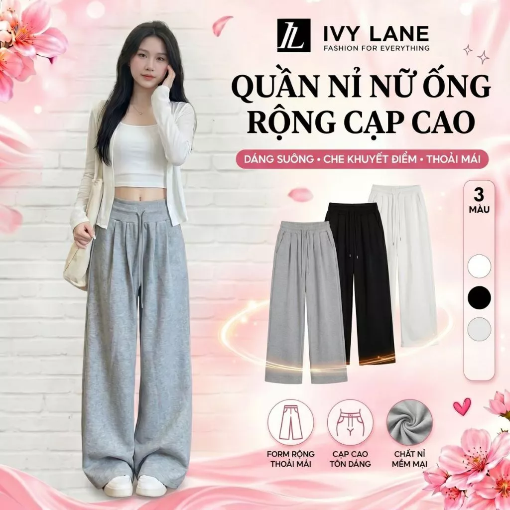 QUẦN NỈ ỐNG RỘNG NỮ CẠP CAO DÁNG SUÔNG – QUẦN NỈ NỮ DÁNG SUÔNG FORM RỘNG CHE KHUYẾT ĐIỂM