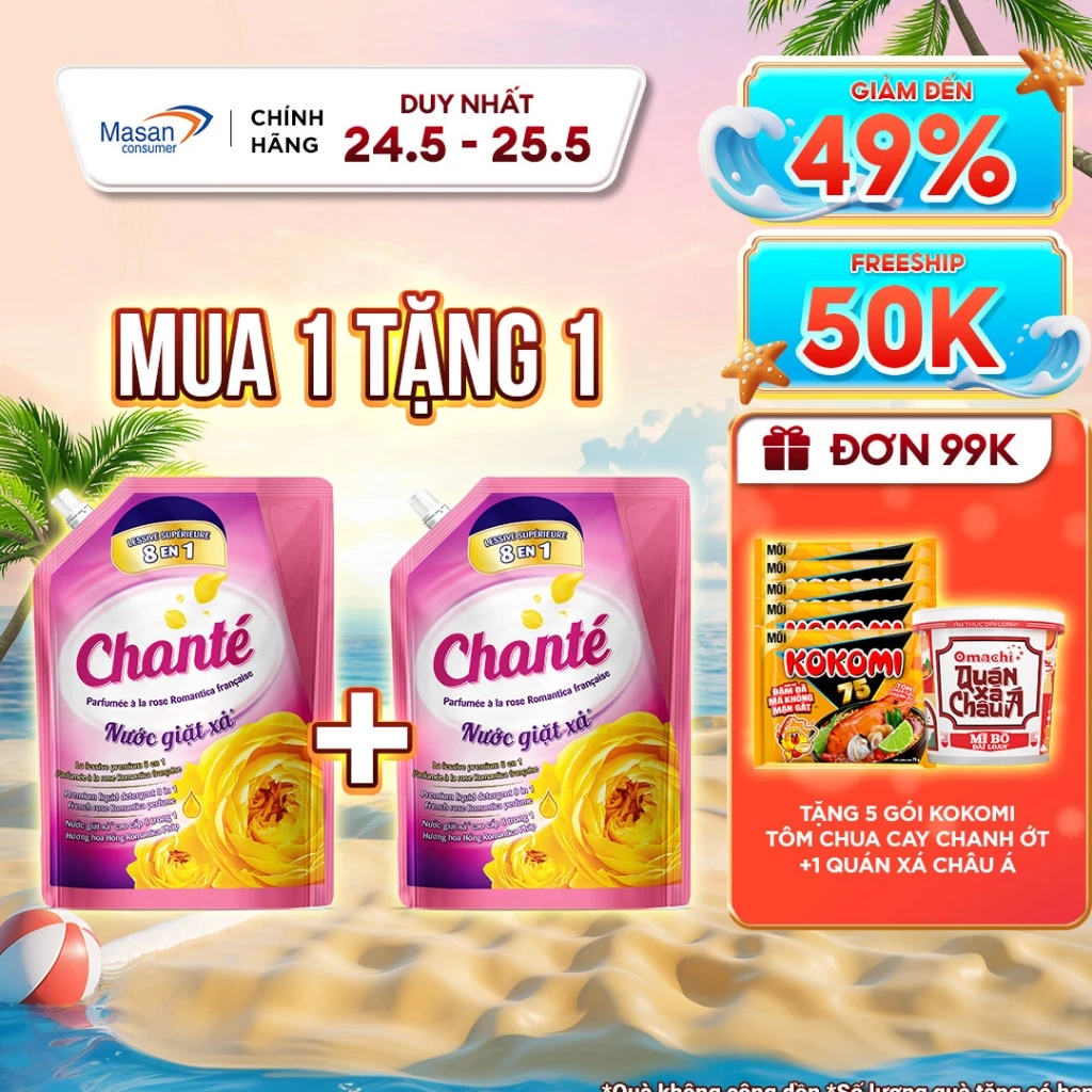 [LS] Combo 2 Túi Nước Giặt Xả Chanté Cao Cấp 8 Trong 1