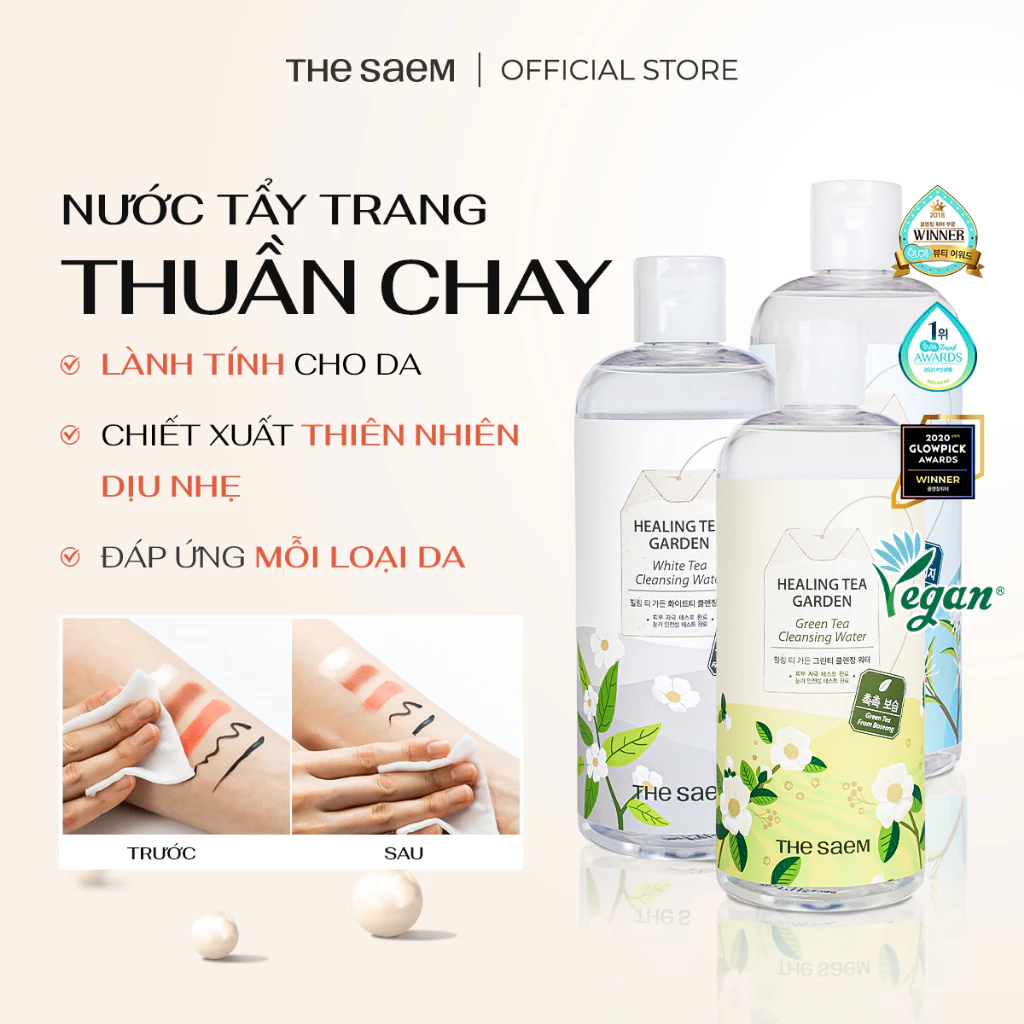 [DAILY] Nước Tẩy Trang Dịu Nhẹ THE SAEM Healing Tea Garden Cleansing Water 500ml