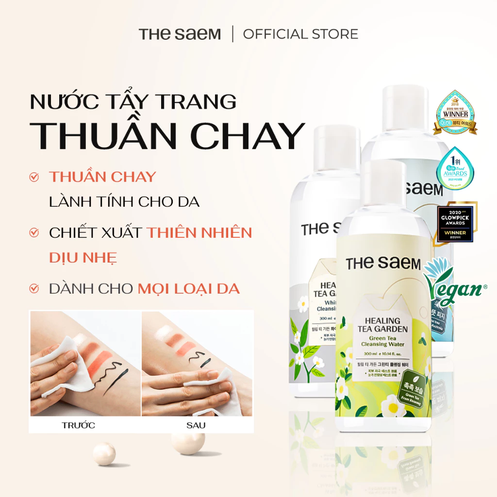 [LIVE] Nước Tẩy Trang Dịu Nhẹ THE SAEM Healing Tea Garden Cleansing Water 300ml