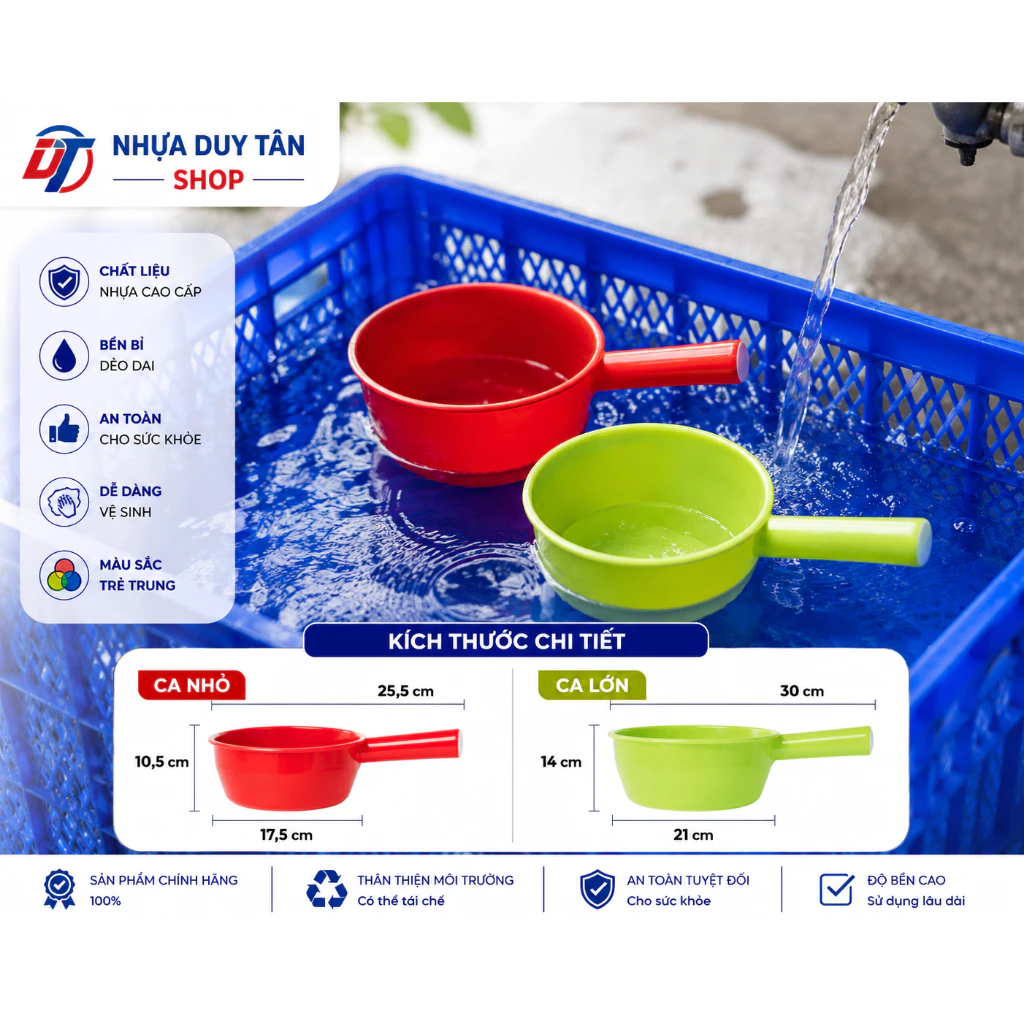 Gáo múc nước nhựa Hiệp Thành cỡ lớn / nhỏ có tay cầm tiện lợi cho nhà tắm, nhà bếp
