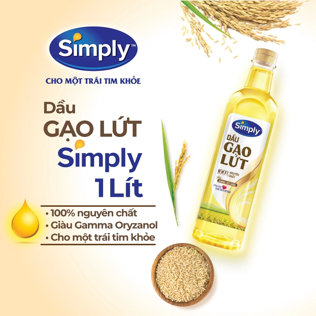 Dầu gạo lứt Simply 1L nguyên chất