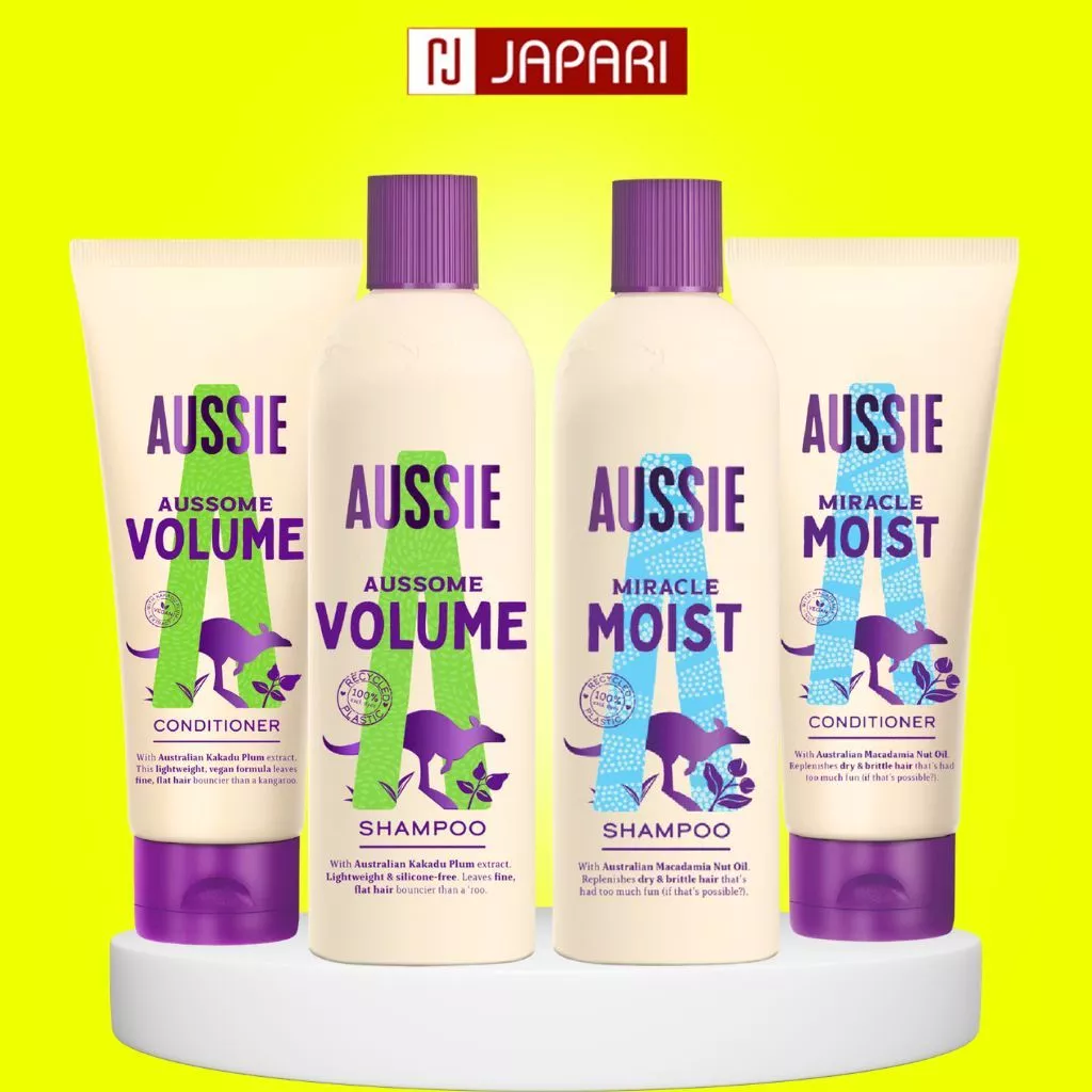 Dầu Gội/Xã Thuần Chay AUSSIE Moist/Volume - Gội Xã Suôn Mượt, Dưỡng Ẩm, Phục Hồi Tóc Khô Xơ - Japari