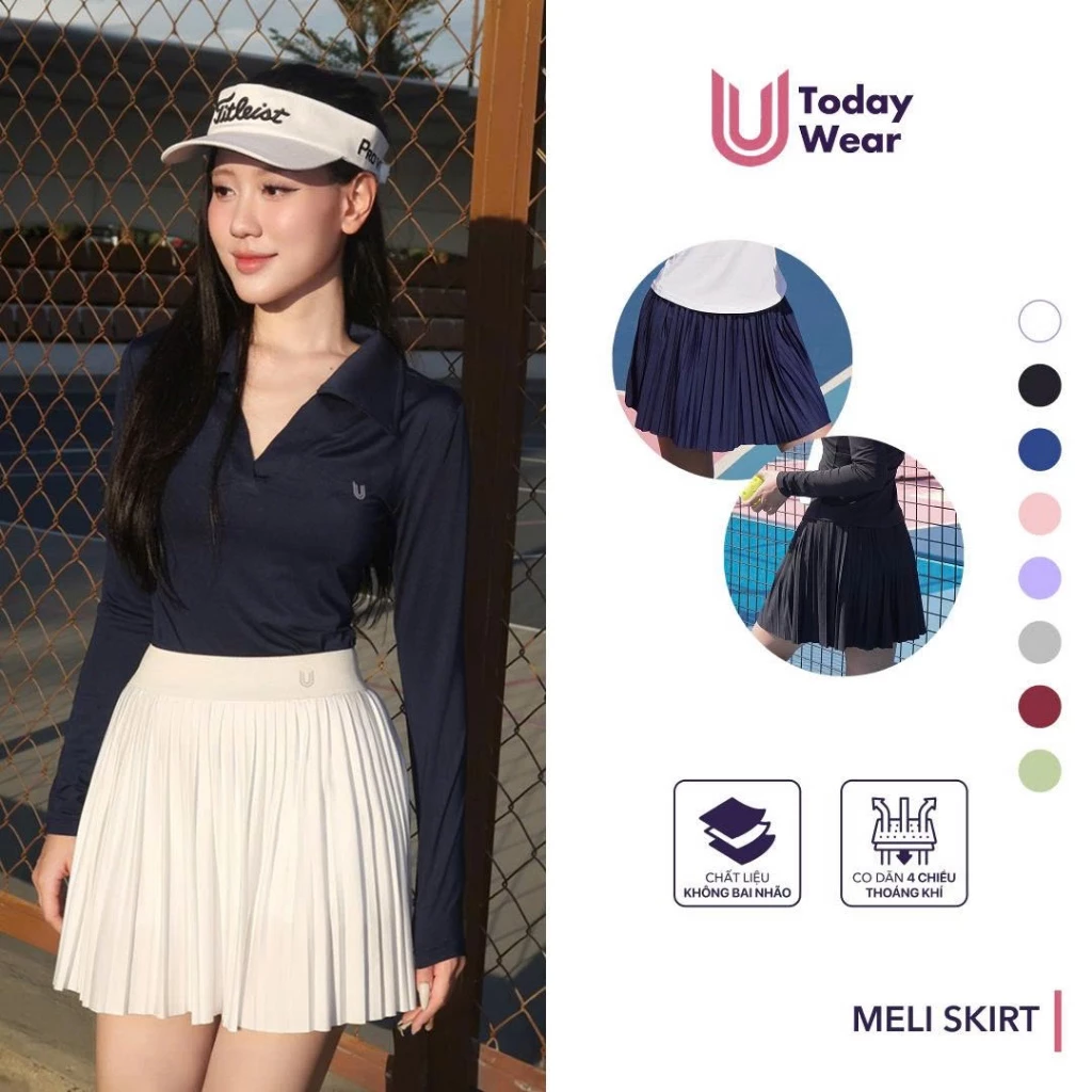 Chân váy xếp ly thể thao Meli Skirt Today U Wear may sẵn quần bảo hộ thoải mái chơi tennis pickleball