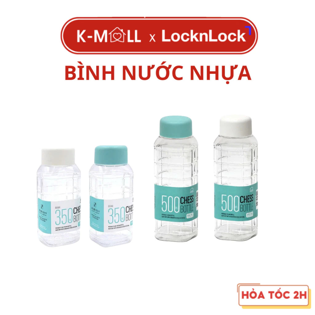 Bình Nước Nhựa LocknLock Chess Bottle PET BPA Free HAP815 (350ml) HAP816 (500ml) Trắng/Xanh - K-MALL