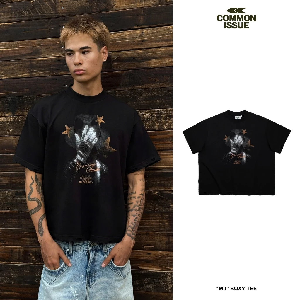 Áo Thun Form Boxy "MJ” Chất Vải Cotton Premium 2 Chiều 240gsm Unisex Nam Nữ | Common Issue
