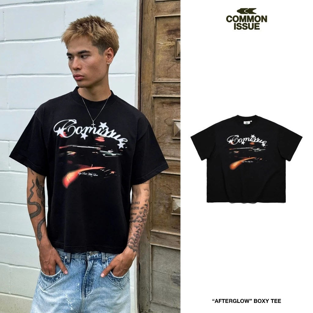 Áo Thun Form Boxy "AFTERGLOW” Chất Vải Cotton Premium 2 Chiều 240gsm Unisex Nam Nữ | Common Issue