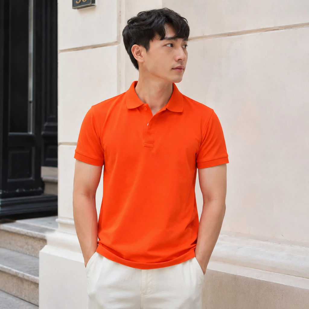 [1 ÁO CŨNG IN] IN ÁO ĐỒNG PHỤC POLO THEO YÊU CẦU MÀU CAM MỸ - VẢI CÁ SẤU POLY - VIỄN PHÁT UNIFORM