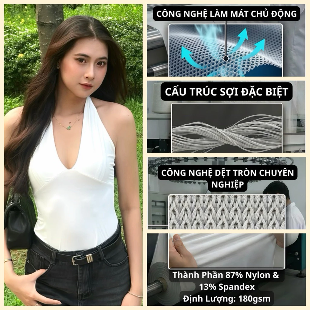 LUNARE - ÁO CỔ YẾM THUN LẠNH MAY 2 LỚP, VẢI DỆT THEO CÔNG NGHỆ LÀM MÁT CHỦ ĐỘNG, ÔM BODY.