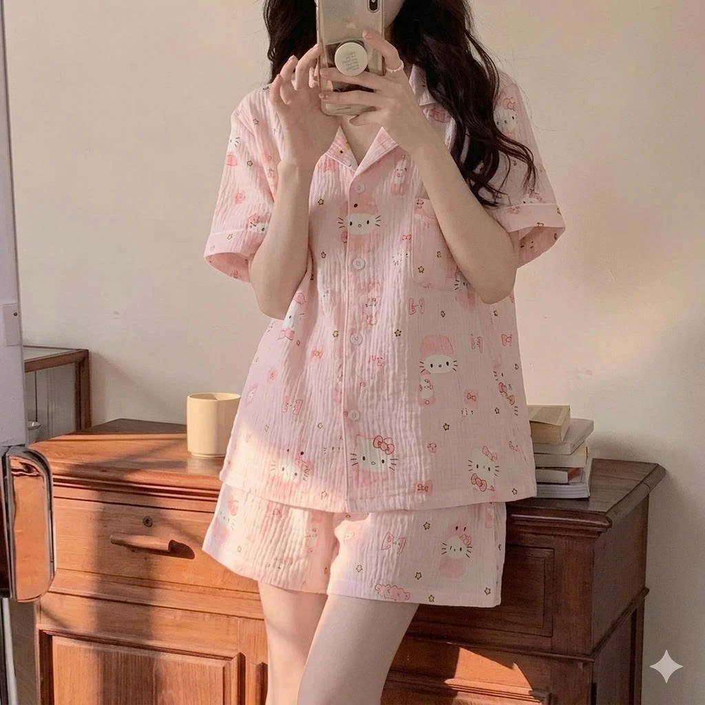SÉT BỘ ĐỒ NGỦ PIJAMA MẶC NHÀ NỮ XINH XẮN DỄ THƯƠNG NHIỀU MÀU