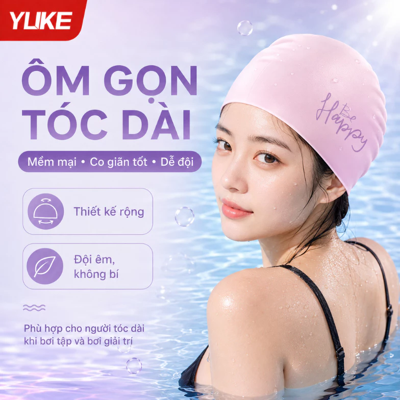 Mũ bơi silicon chống nước Shiwei, ôm sát đầu giúp khô thoáng bảo vệ tóc khi bơi GJ008