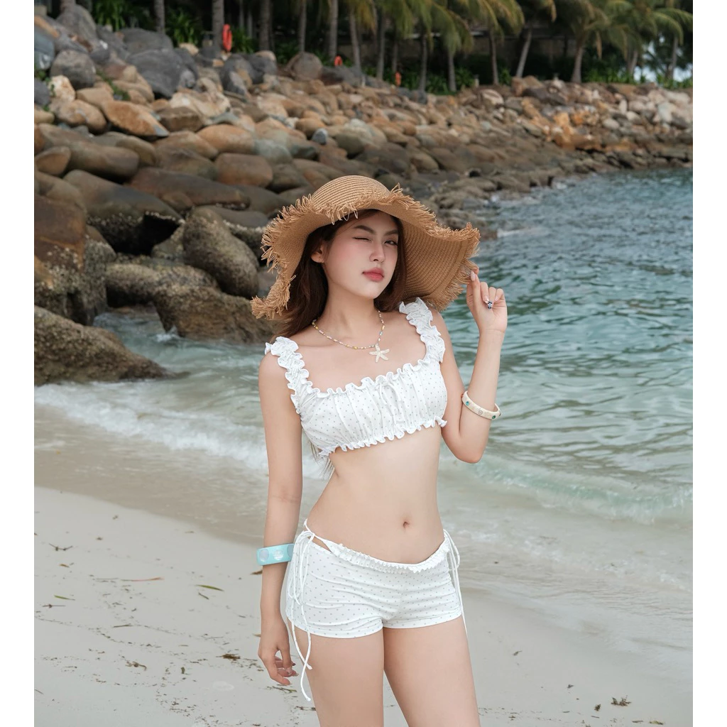 Bikini 2 Mảnh chấm bi bèo nhún cuốn biên POLKA BIKINI | POV.OFFICIAL