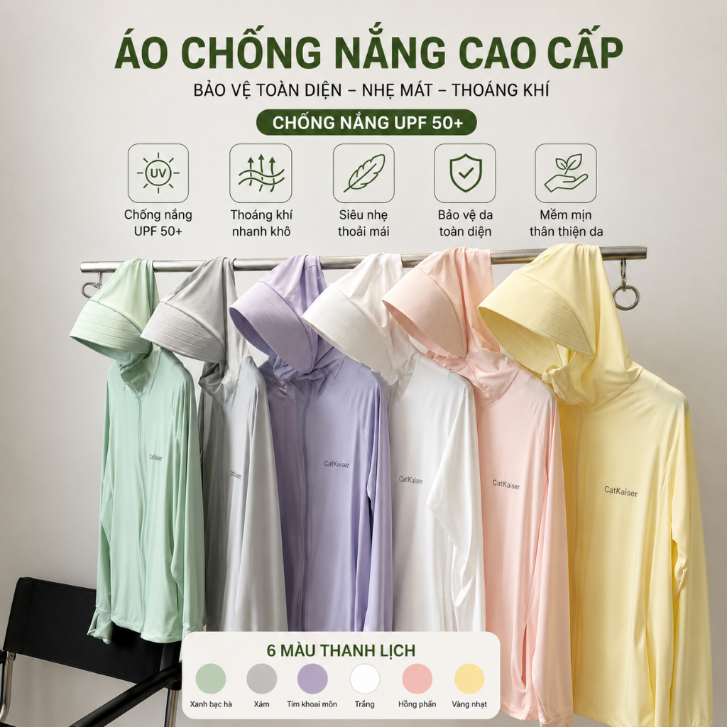Áo chống nắng nữ cao cấp upf50+, siêu nhẹ, mát lạnh, che kín toàn diện
