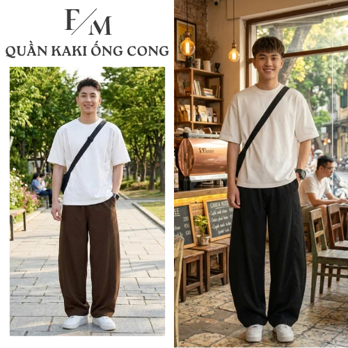 Quần Kaki Nam Ống Cong Cạp Chun Kèm Dây Rút FOXY Quần Dài Dáng Suông Thể Thao Năng Động HOTTREND