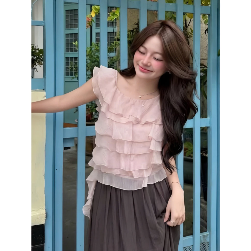 Áo Babydoll Kiểu Nữ Dáng Trễ Hở Vai Bèo Nhún Xếp Tầng Điệu Đà Mùa Hè Siêu Xinh Dễ Phối Đồ Phù Hợp Di Chơi - KA877