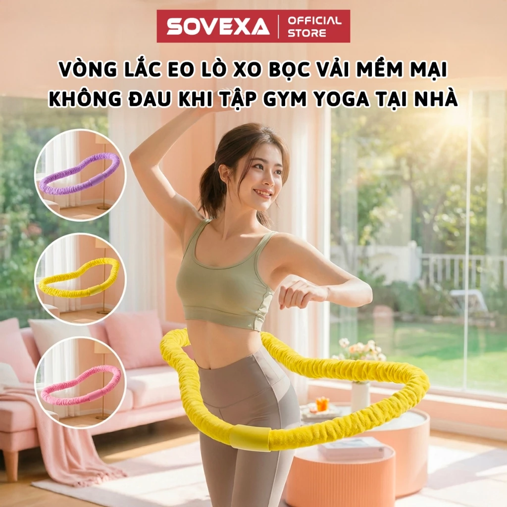 Vòng Lắc Eo Lò Xo Giúp Giảm Mỡ Bụng Nhanh Chóng Sovexa, Tập Eo Thon Săn Chắc Tại Nhà Tiện Lợi