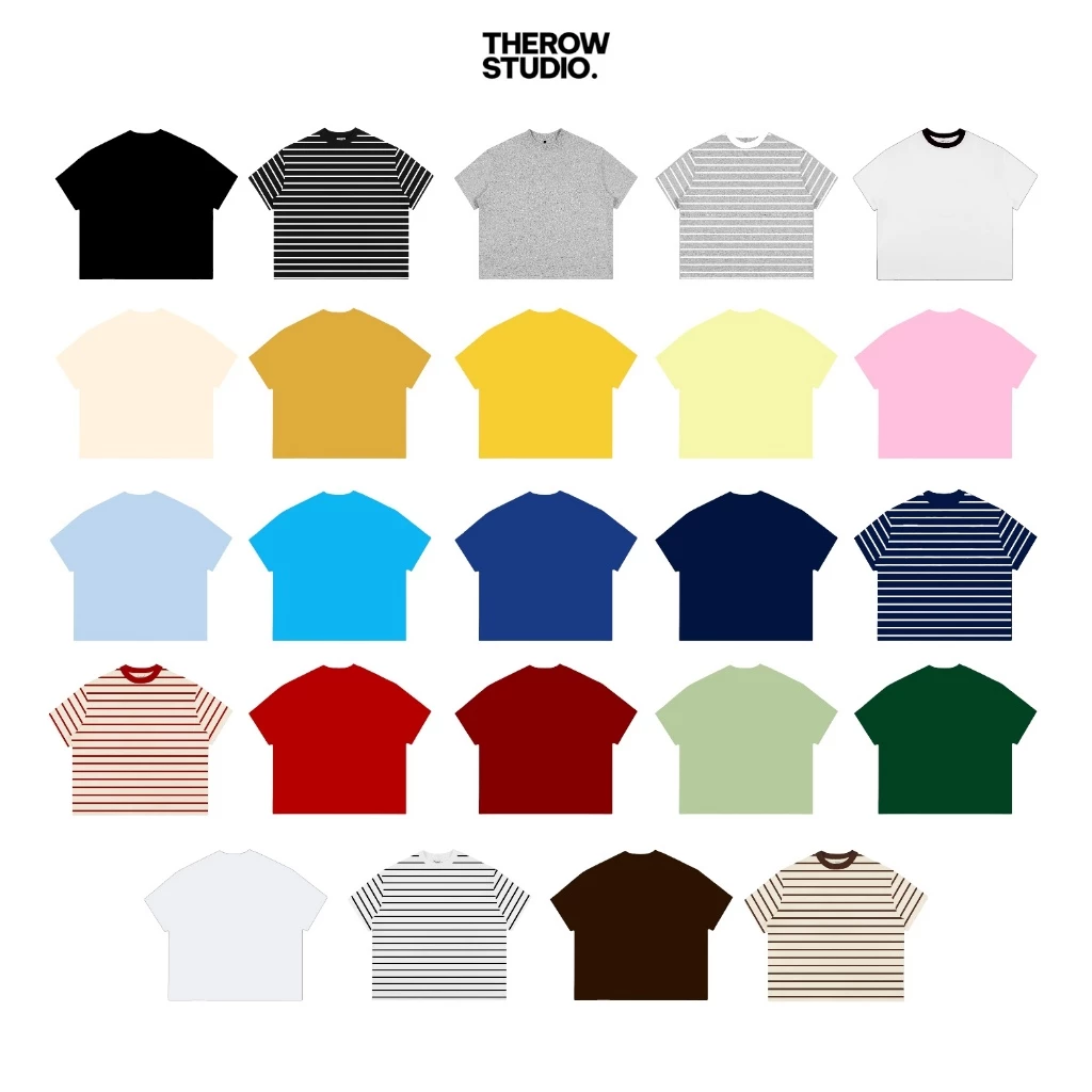 THEROW Áo Thun Trơm Boxy Local Brand Basic Tay Ngắn Cotton 250gsm Áo Phông Forrm Rộng Unisex Nam Nữ Mùa Hè Đơn Giản