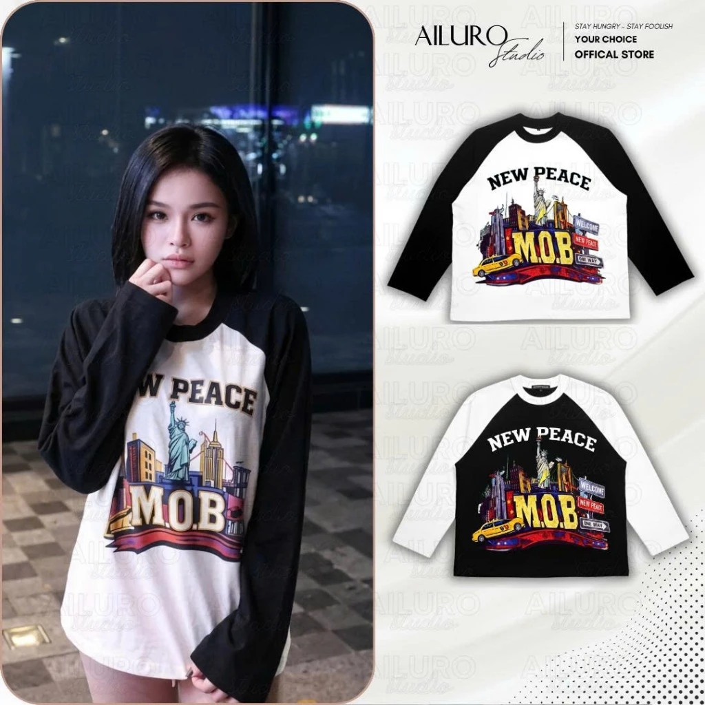 [MỞ BÁN] Áo Thun Tay Dài New Peace M.O.B Long Sleeve Form Boxy chất 100% Cotton phông tay lỡ nam nữ form rộng