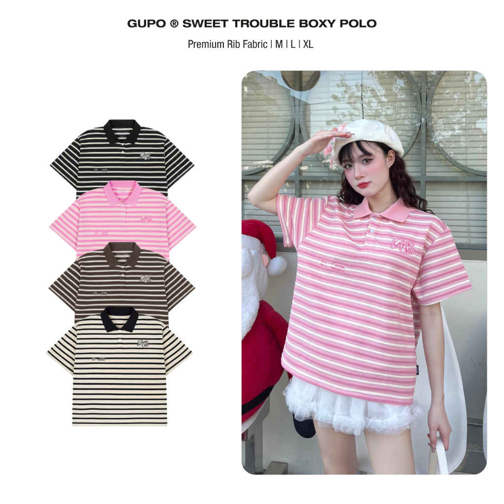Áo Polo 𝙎𝙬𝙚𝙚𝙩 𝙏𝙧𝙤𝙪𝙗𝙡𝙚 𝙂𝙐𝙋𝙊 Form Boxy Logo Thêu Nam Nữ Local Brand Chính Hãng – PLS01