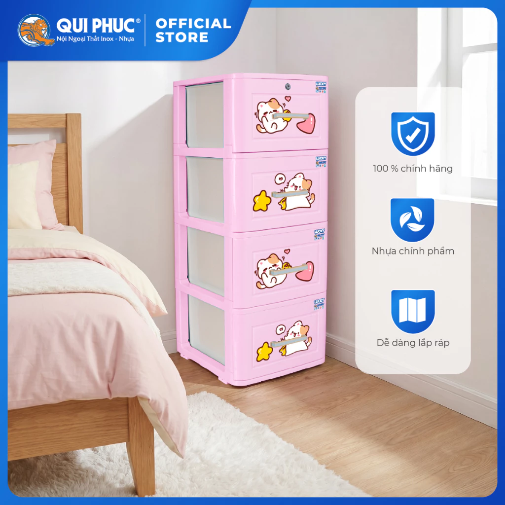 [HỎA TỐC] Tủ nhựa Lucky 3-4-5 tầng QUI PHÚC, chắc chắn, tiện lợi, dễ lắp ráp, tủ quần áo đa năng