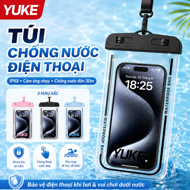Bao chống nước điện thoại Shiwei cảm ứng nhạy, túi đi biển chống nước tới 30m, chống bụi tiện lợi SJD601