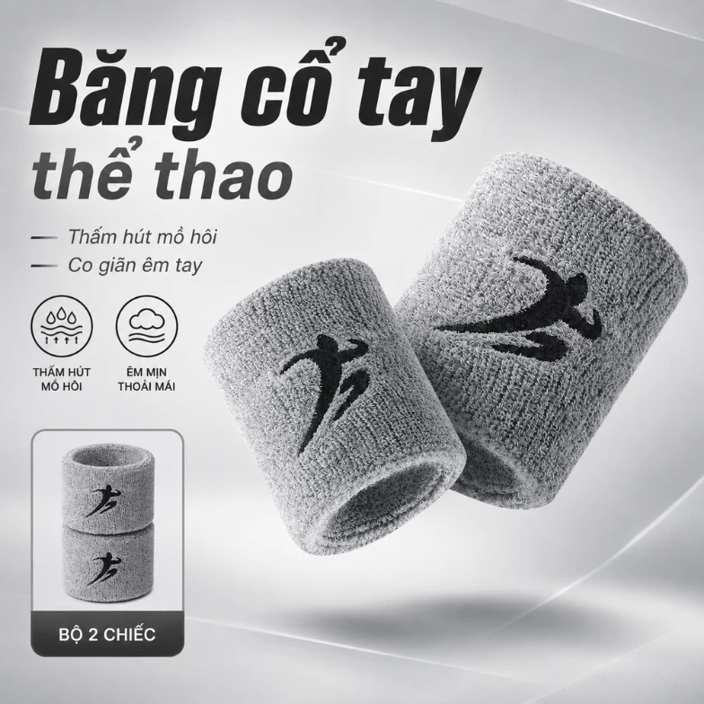 Băng chặn mồ hôi cổ tay Shiwei, dành cho tập gym cầu lông tennis chạy bộ co giãn mềm mại HW03