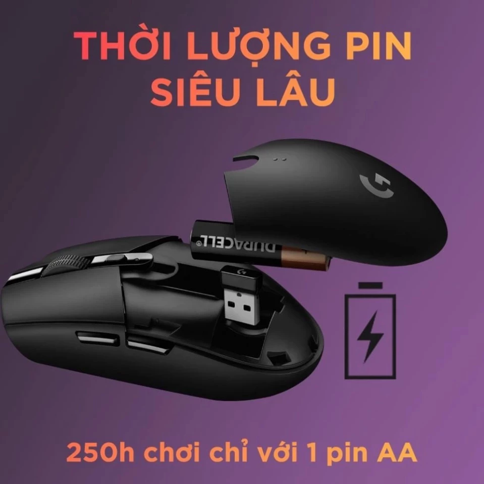 Chuột Gaming Không Dây Logitech G304 Lightspeed Hero 12000 DPI, 6 Nút Lập Trình, Siêu Nhẹ