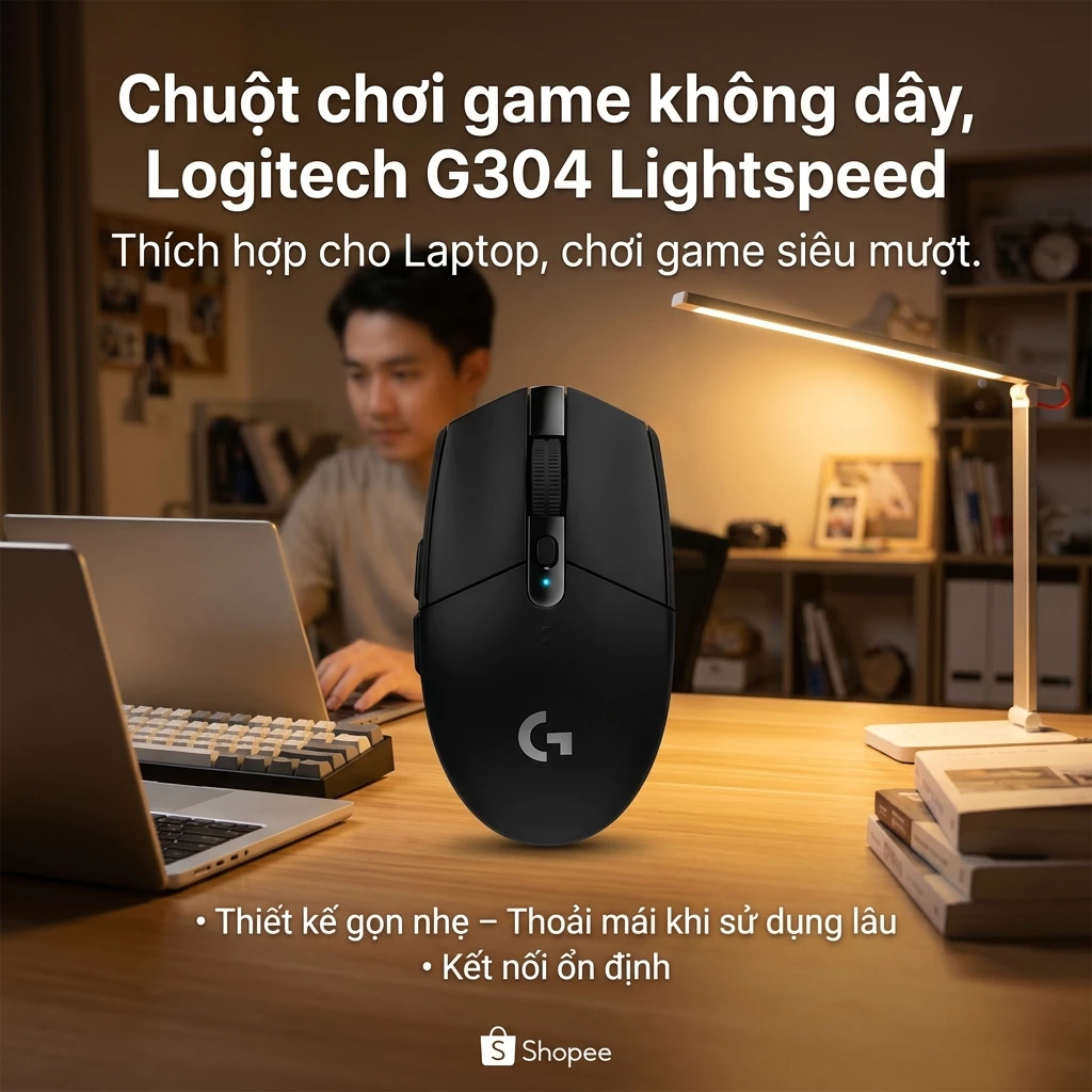 Chuột Chơi Game Logitech G304 Không Dây, Cảm Biến Hero, 12000 DPI