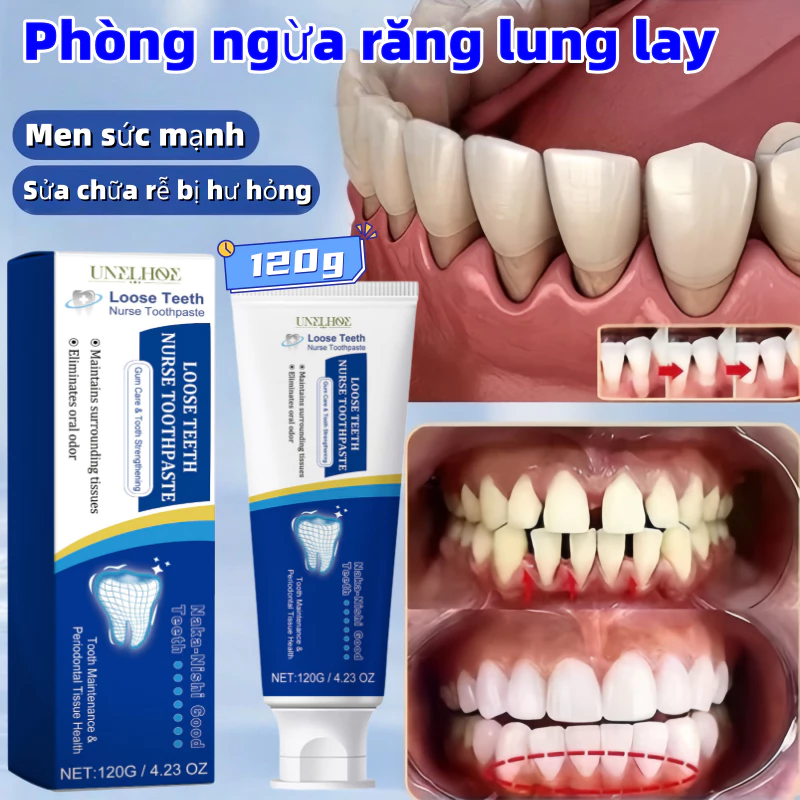 Kem đánh răng UNELHOE chăm sóc răng lung lay, chống sâu răng, tăng cường răng 120g