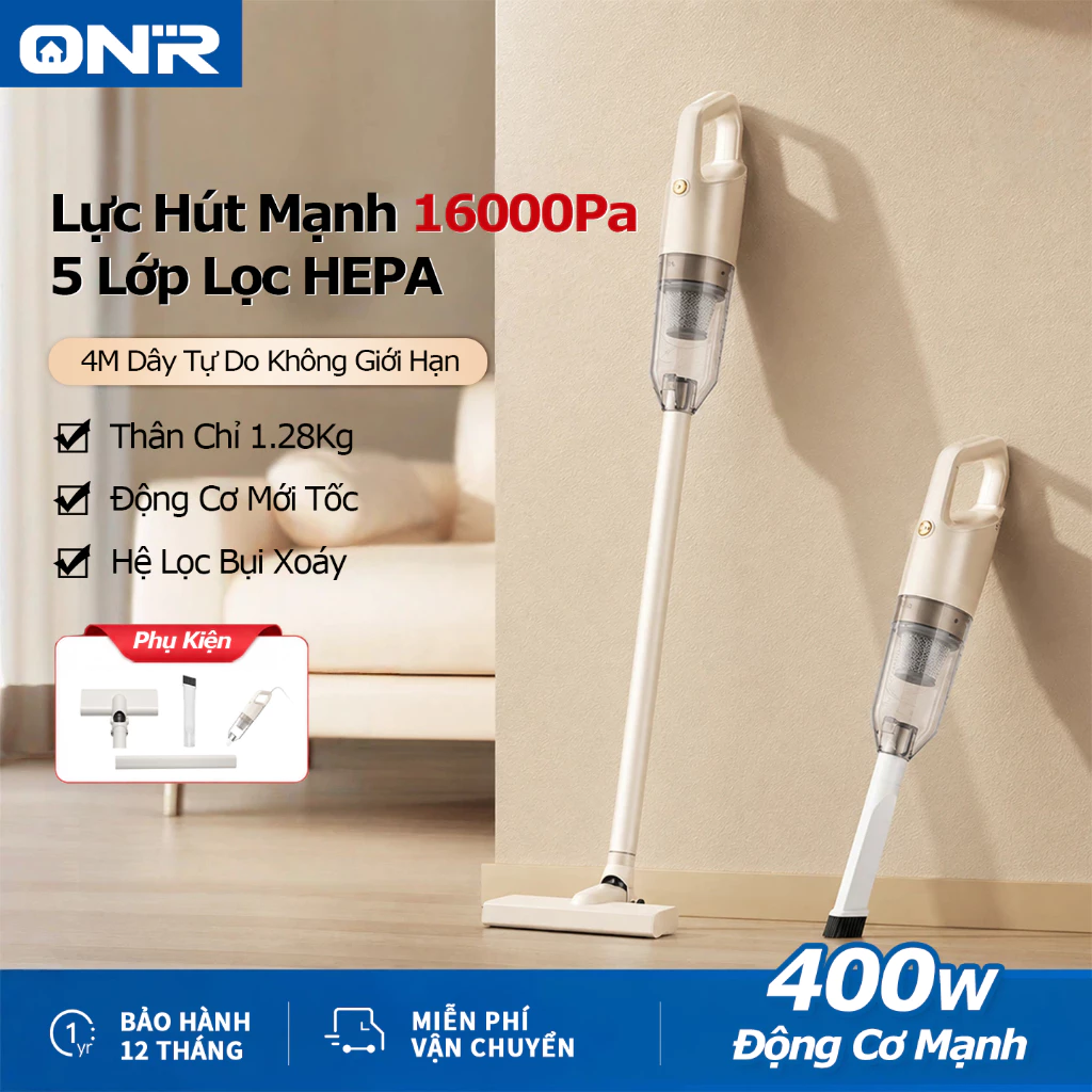 Máy Hút Bụi Cầm Tay ,16000Pa,5 Lớp Lọc,48000 Vòng/Phút,Dây 4M,20dB Ít Ồn,Hút Lông Mèo,Vụn,Diệt Mite