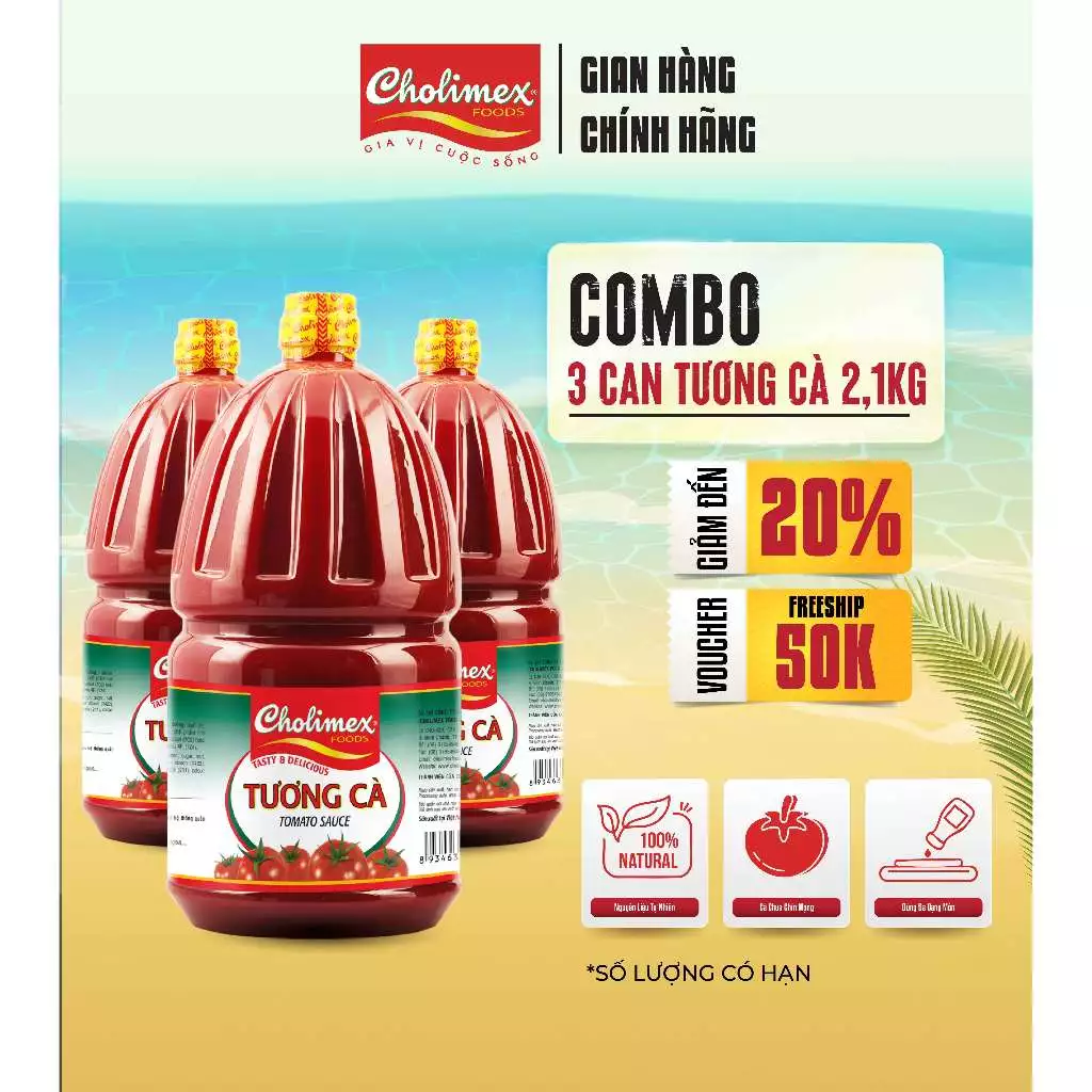 Combo 3 Chai Tương Cà CHOLIMEX FOOD Pet 2.1kg – giải pháp tiết kiệm, tiện lợi cho gia đình, quán ăn, nhà hàng