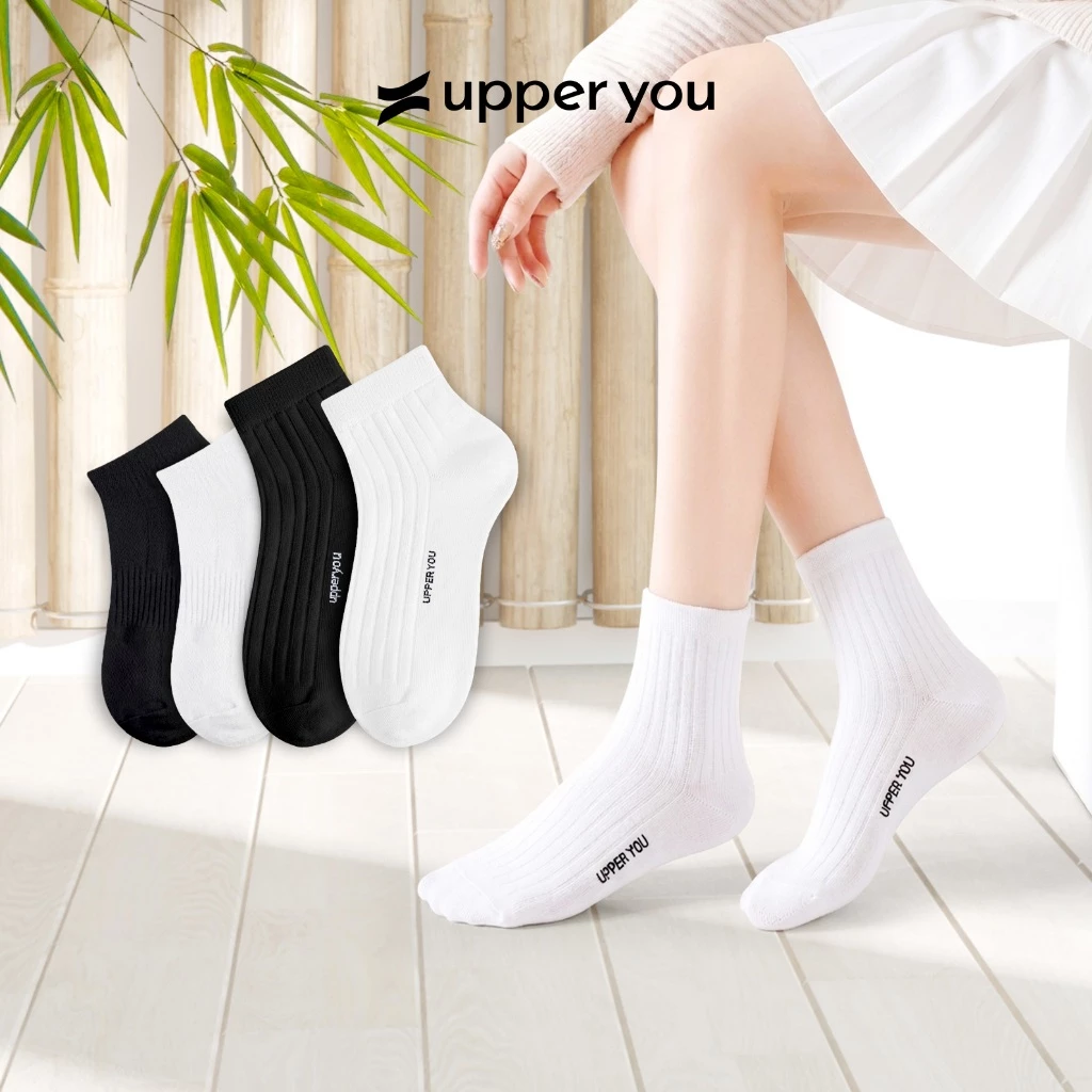 Tất Vớ Bamboo Sợi Tre Cổ Trung Nam Nữ UPPER YOU Kháng Khuẩn Khử Mùi Hôi Chân Mềm Mại Dày Dặn Thấm Hút Mồ Hôi-BSF3003