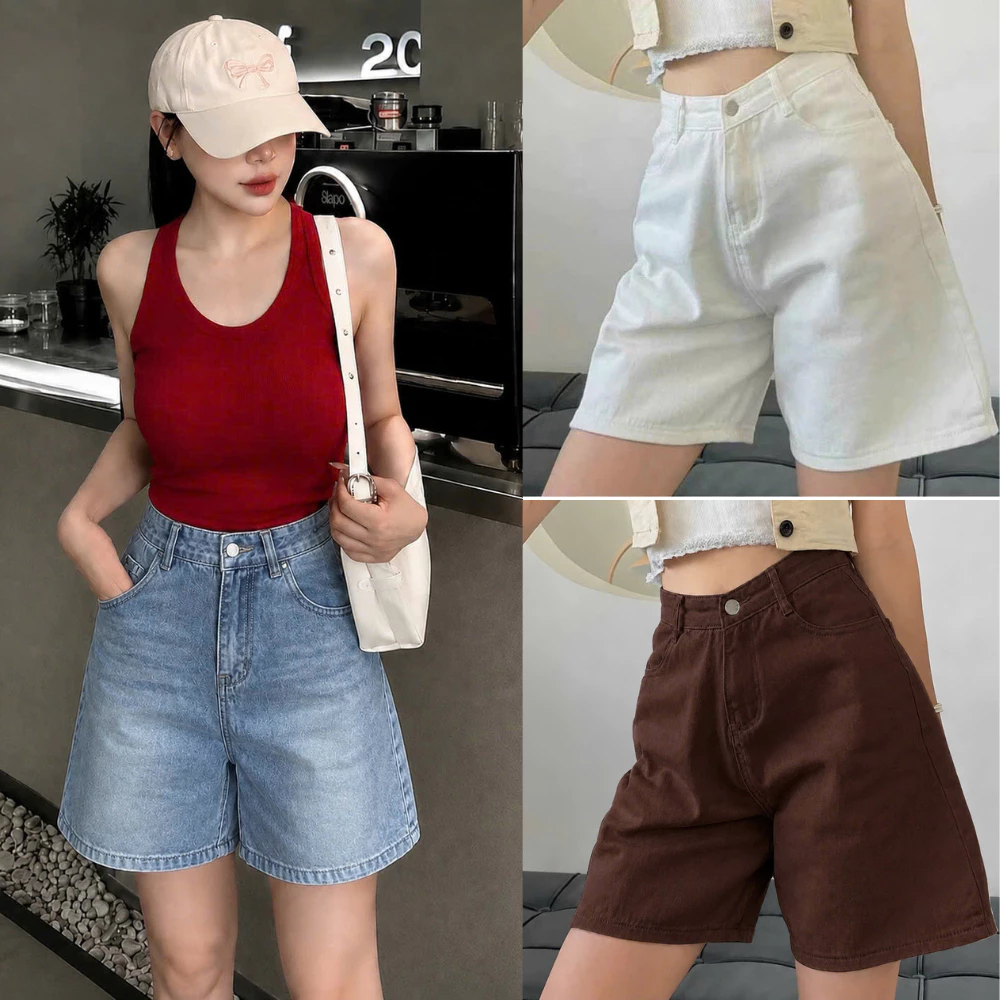 Quần Jean Short Nữ Bigsize 60-100KG Lưng Cao Ống Rộng Form Suông Che Bụng Q582 Q583 Q584 Q586