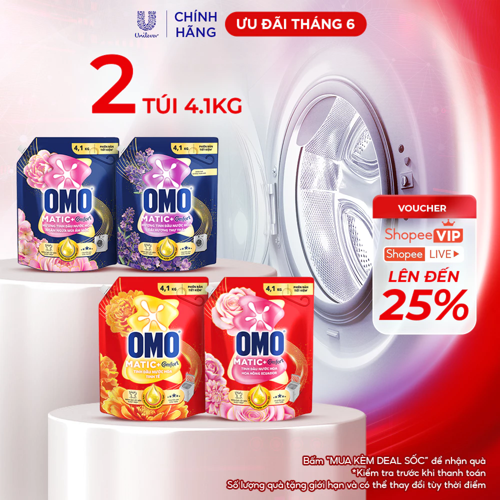 Combo 2 Nước giặt OMO Matic Hương Nước Hoa Comfort 4.1KG (túi)