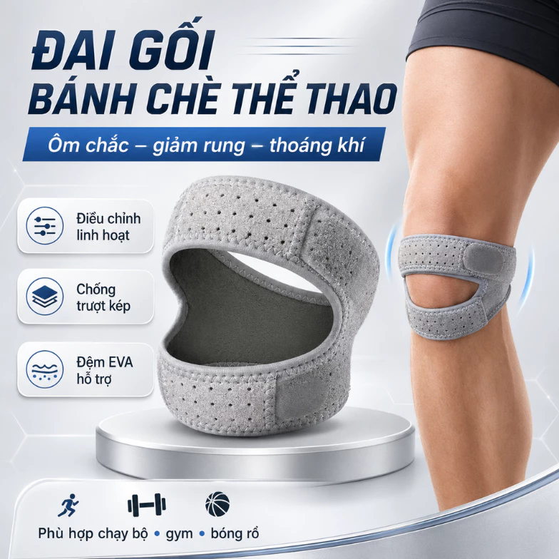 Bó gối thể thao SHIWEI, đệm silicon hỗ trợ bảo vệ khớp co gian mềm mại UF931