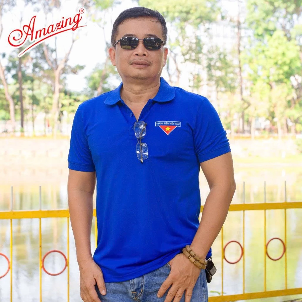 Áo polo Đoàn Thanh Niên cho nam, thêu logo cờ đỏ sao vàng, size tới 110kg, vải thun lạnh, Amazing