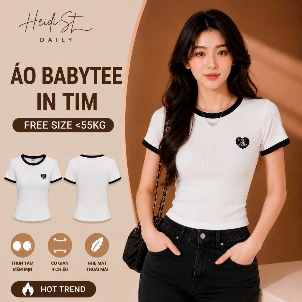 Áo Baby Tee In Call Me Baby CAROLL Nữ [FREESHIP] - Phông Tay Lửng Hè Chất Cotton Mềm Mịn,Tôn Dáng HOT TREND
