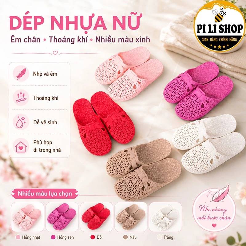 Dép Sục Nhựa Nữ Thiết Kế Hoa Văn Nơ Chéo, Dép Nữ Nhựa Dẻo Đi Mưa Siêu Êm Đế Bằng Chống Trơn Trượt