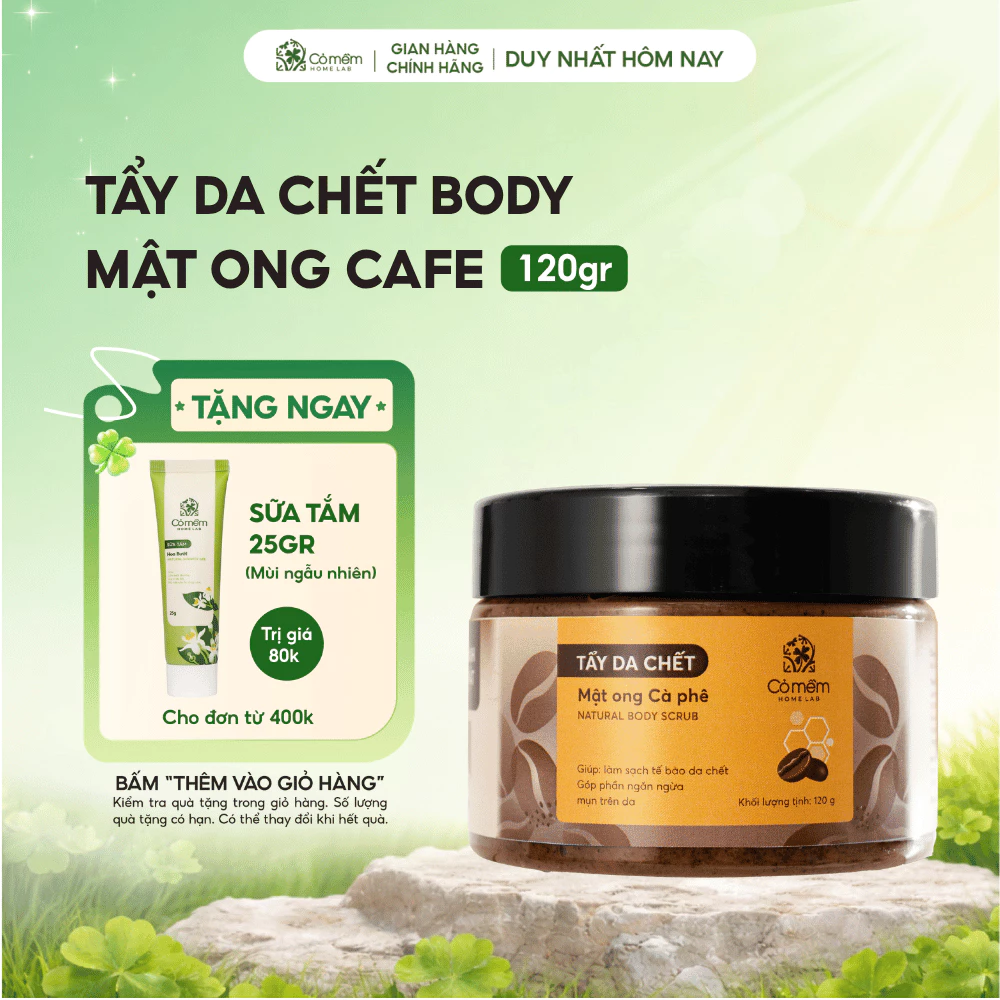 Tẩy Da Chết Body Mật Ong Cà Phê Làm Sạch Da Cho Da Mịn Màng Sáng Sạch Cỏ Mềm 120g