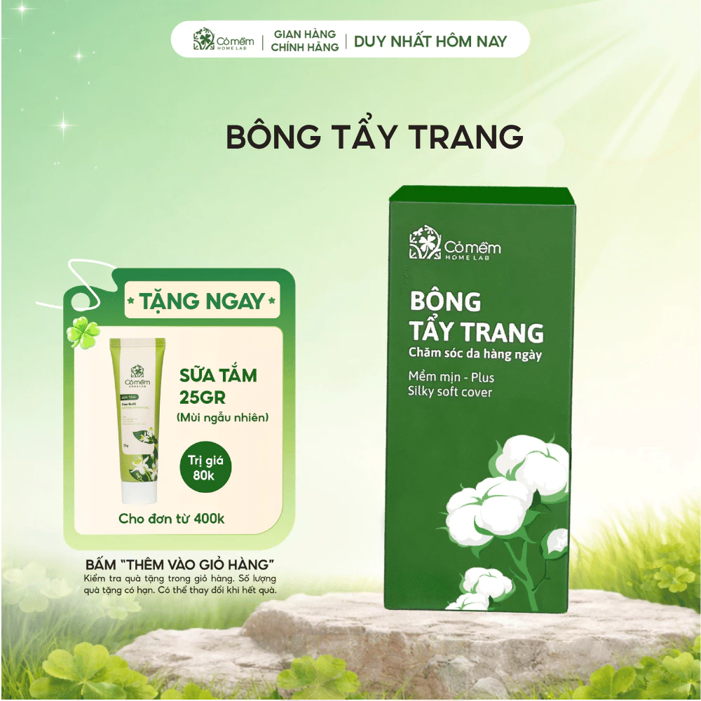 [Ngẫu Nhiên] Bông tẩy trang làm sạch da hộp 30g sạch sâu mềm mịn Cỏ Mềm