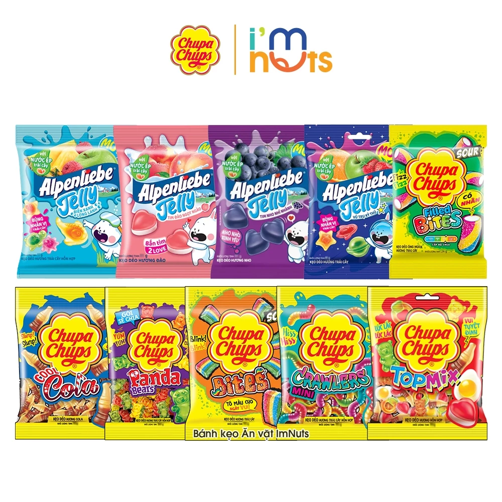 Combo 5 Gói Kẹo Dẻo Chupa Chups Và Alpenliebe Jelly Đủ Vị Gói Nhỏ 24g