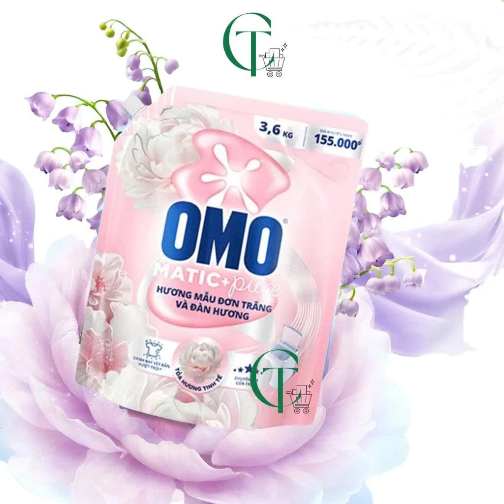 Nước Giặt OMO MATIC Cửa Trên Mẫu Đơn Trắng & Đàn Hương - Túi 3.6KG