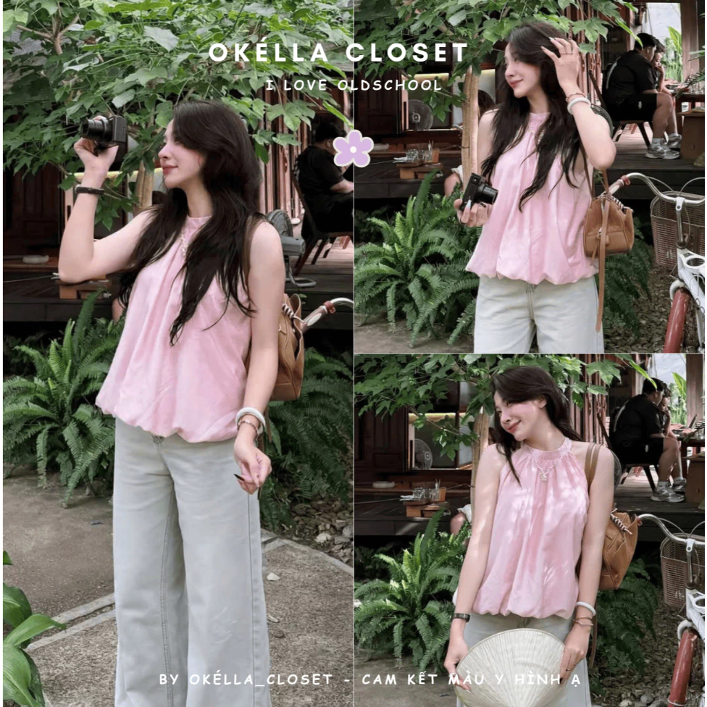 [NHIỀU MÀU] Áo Yếm dáng BÍ TRỨNG tơ đũi nhăn mùa hè Suzy Top Okélla