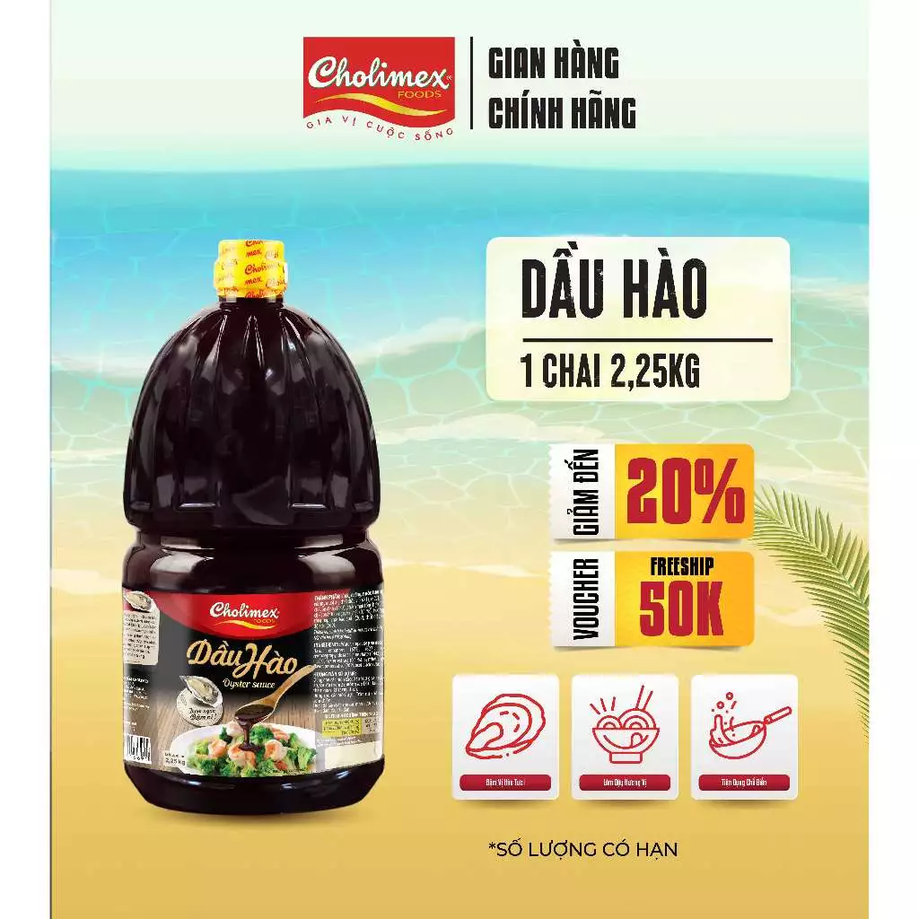 Dầu Hào CHOLIMEX Chai Pet 2.25kg Can Lớn - Tiết Kiệm, Dùng Cho Quán Ăn Và Nhà Hàng