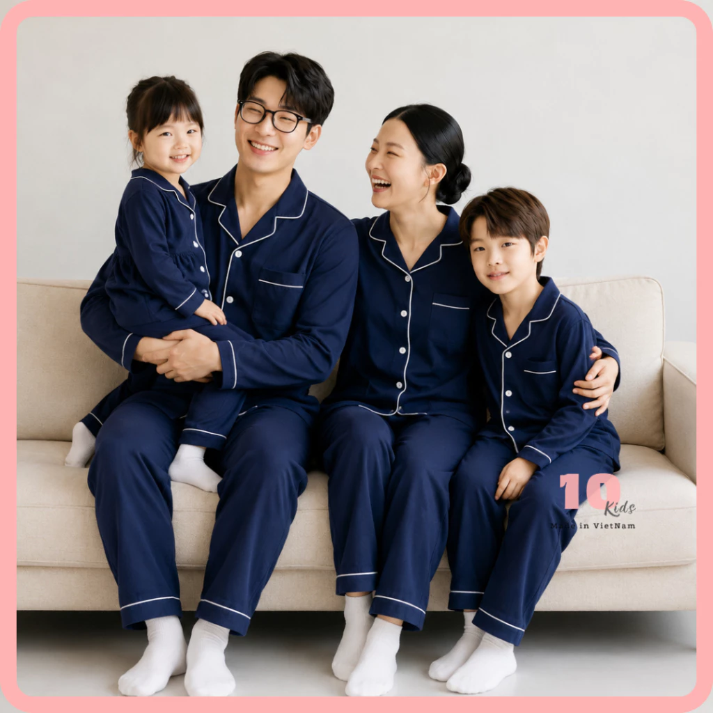 SIZE LỚN 50-80KG Bộ Pijama Dài Tay Trơn Chất Liệu Lụa Hàn Thoáng Mát TK01 - Đồ Ngủ Cho Bé, Đồ Đôi Gia Đình, Mẹ Và Bé