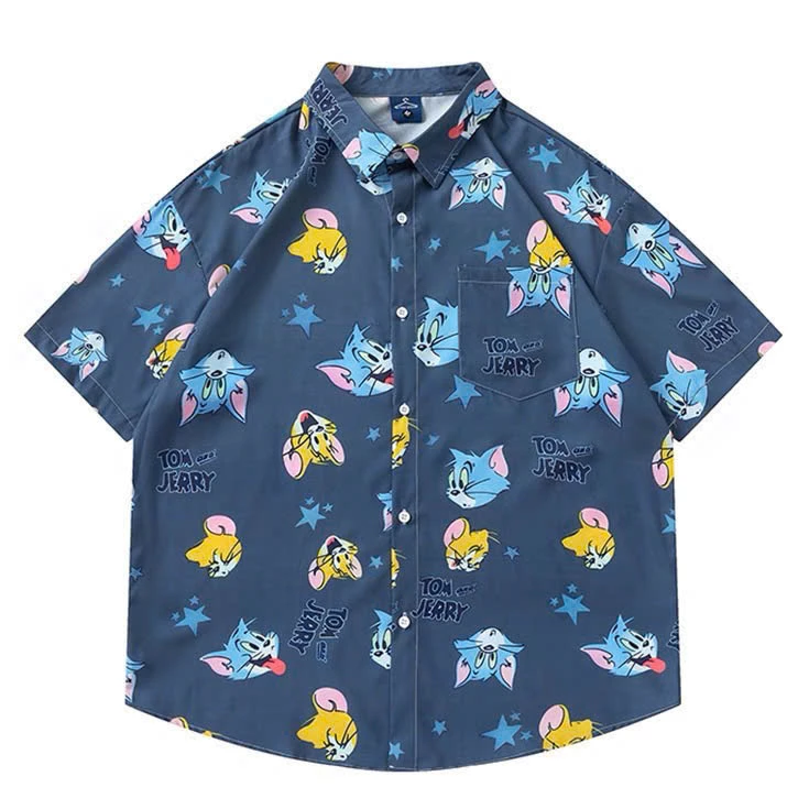 Áo Sơ Mi Cộc Tay Bé Trai in Hình Tom Và jerry  Chất Áo Mềm Fom Dáng Mặc Thoái Mái Mã SM 27-----